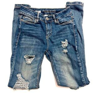 🟪 Urban Planet size 3 medium wash Miami ripped skinny jeans